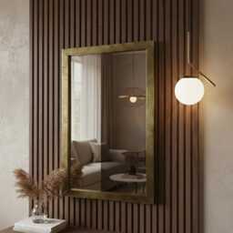 Hammered Brass Mirror - Handmade Bathroom Wall - thumbnail 3