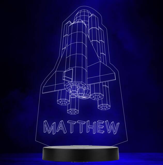 Space Ship Rocket Boy Name Personalised Gift Colour Change Led Lamp Night Light - image 1