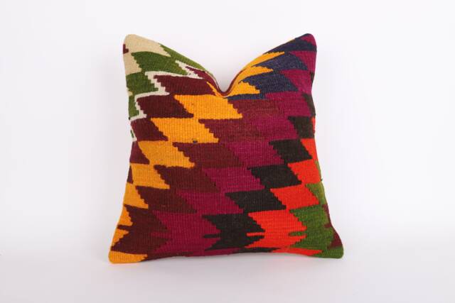 Bohemian Kilim Pillow 20'' Turkish Wool Accent Pillow - image 1