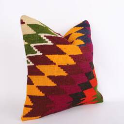 Bohemian Kilim Pillow 20'' Turkish Wool Accent Pillow - thumbnail 3