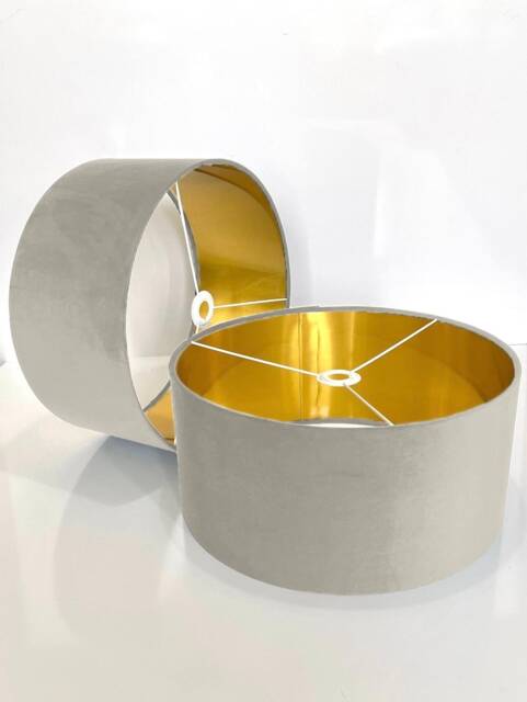 New Luxury Velvet Mink Lamp Shade & Pendant Light With Brushed Gold Panels Lining Suitable For Tables Ceiling - image 1