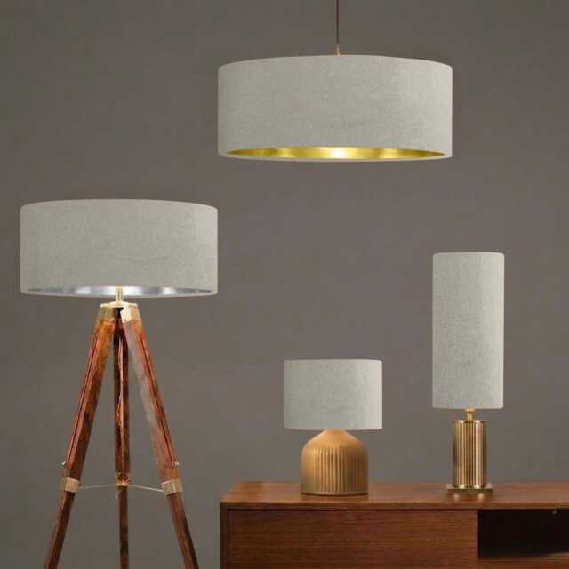 New Luxury Velvet Mink Lamp Shade & Pendant Light With Brushed Gold Panels Lining Suitable For Tables Ceiling - image 1