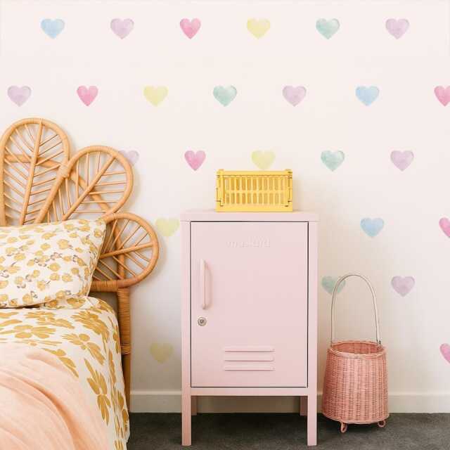Pastel Heart Wall Decals - Fabric Peel & Stick Watercolour Sticker Set For Kids Rooms & Nursery - image 1