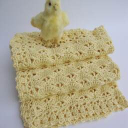 Crochet Cotton Baby Blanket Chick Yellow Cottontail Design - thumbnail 2