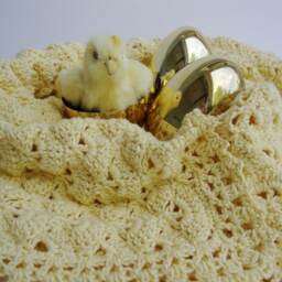 Crochet Cotton Baby Blanket Chick Yellow Cottontail Design - thumbnail 4