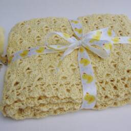 Crochet Cotton Baby Blanket Chick Yellow Cottontail Design - thumbnail 3