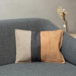 Burel & Cork Fabric Throw Pillow Cover in Grey Shades. Portuguese Handmade Decorative Rectangle Cushion Case. Sustainable Life Style
