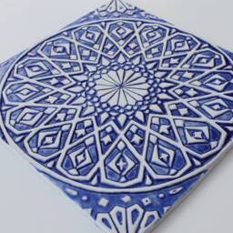 Moroccan Wall Hanging, Outdoor Art Made From Ceramic, Tile For Garden Decor, Ceramic Boho Design, Moroc #4 30cm Blue&white - thumbnail 2