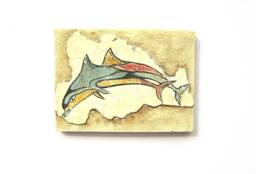 Minoan Dolphins Fresco Painting From Akrotiri Santorini Thera , Museum Copy For Gift Her - thumbnail 1