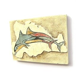 Minoan Dolphins Fresco Painting From Akrotiri Santorini Thera , Museum Copy For Gift Her - thumbnail 3
