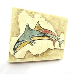 Minoan Dolphins Fresco Painting From Akrotiri Santorini Thera , Museum Copy For Gift Her - thumbnail 4