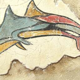 Minoan Dolphins Fresco Painting From Akrotiri Santorini Thera , Museum Copy For Gift Her - thumbnail 2
