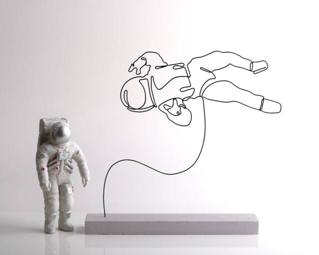 Handmade Astronaut Wire Sculpture Abstract Space Decor - image 1