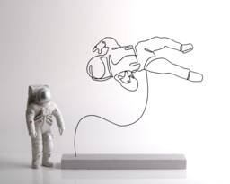 Handmade Astronaut Wire Sculpture Abstract Space Decor - thumbnail 1