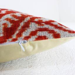 Red Silk Velvet Ikat Pillow Cover - thumbnail 4