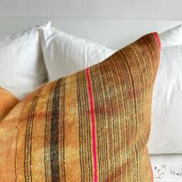 Brown Hemp Pillow Cover Vintage Hmong Woven Cushion Case - 16 X 26 - thumbnail 3