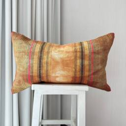 Brown Hemp Pillow Cover Vintage Hmong Woven Cushion Case - 16 X 26 - thumbnail 2