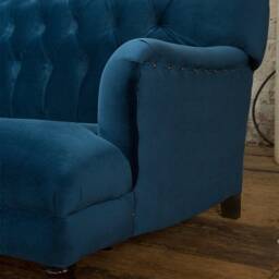 Handmade Large 4 Seater Ocean Navy Blue Velvet Fabric Chesterfield Sofa, Couch, Settee - thumbnail 3