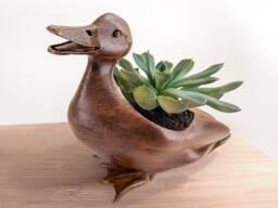 Original Duck Bowl, Flower Pot, Succulent Planter, 3D Printed, Wooden Dish - thumbnail 1