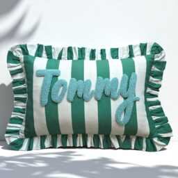 Personalized Punch Needle Ruffle Pillow - Boho Nursery Decor Name - thumbnail 3