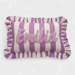 Personalized Punch Needle Ruffle Pillow - Boho Nursery Decor Name - thumbnail 4