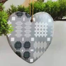 Welsh Tapestry Blanket Print Christmas Heart Shaped Baubles - thumbnail 3