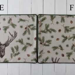 Deer Fir Branch Pillow Case 16x16 Inch Rustic Country Style Cushion Cover Beige Green - thumbnail 4