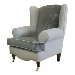 Elephant Print Wingback Chair Queen Anne Style Accent Chair - thumbnail 3