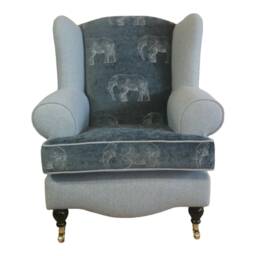 Elephant Print Wingback Chair Queen Anne Style Accent Chair - thumbnail 2