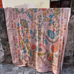 Large Suzani Embroidered Quilt - Colorful Boho Bedspread Handmade Cotton Blanket Statement Bedroom Decor - thumbnail 3