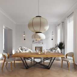 Grantham Scorpio Dining Table Rustic Solid Wood Industrial Straight Edge Steel Base - thumbnail 2