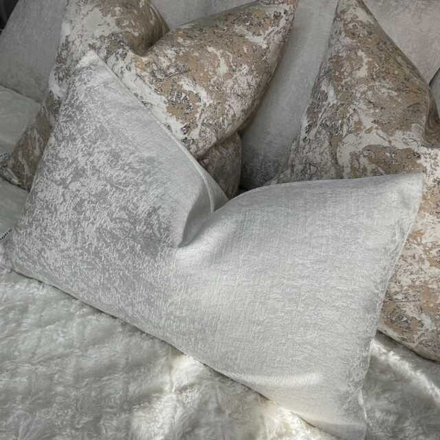"White Silver Bolster Cushion Cover - Diana Textured Fabric 12""x20" - image 1