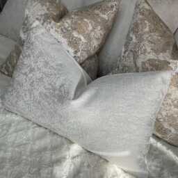 "White Silver Bolster Cushion Cover - Diana Textured Fabric 12""x20"