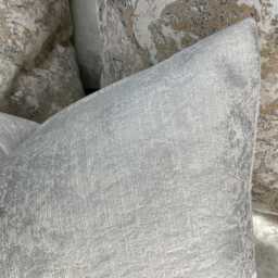 "White Silver Bolster Cushion Cover - Diana Textured Fabric 12""x20" - thumbnail 3