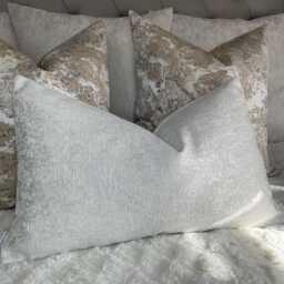 "White Silver Bolster Cushion Cover - Diana Textured Fabric 12""x20" - thumbnail 2