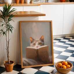 Bookish Wall Art - Cat Reading Book Print Lover Poster - thumbnail 2