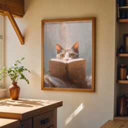 Bookish Wall Art - Cat Reading Book Print Lover Poster - thumbnail 3