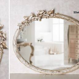 Bird Oval Pearl Wall Mirror/Handmade Resin Frame 21x26 Inches - thumbnail 2