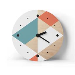 Mid-Century Geometric Wood Wall Clock Minimalist Art Modern Large Mustard & Deep Gray Living Room Decor - thumbnail 3