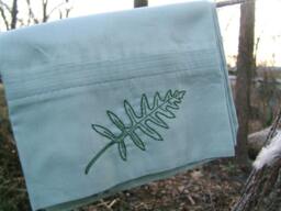 Fern Frond King Sized Pillowcase - Hand Stitched