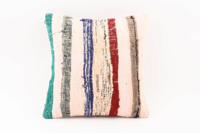 Handmade Kilim Pillow Cover Vintage Turkish Woven Accent - 16x16 - image 1