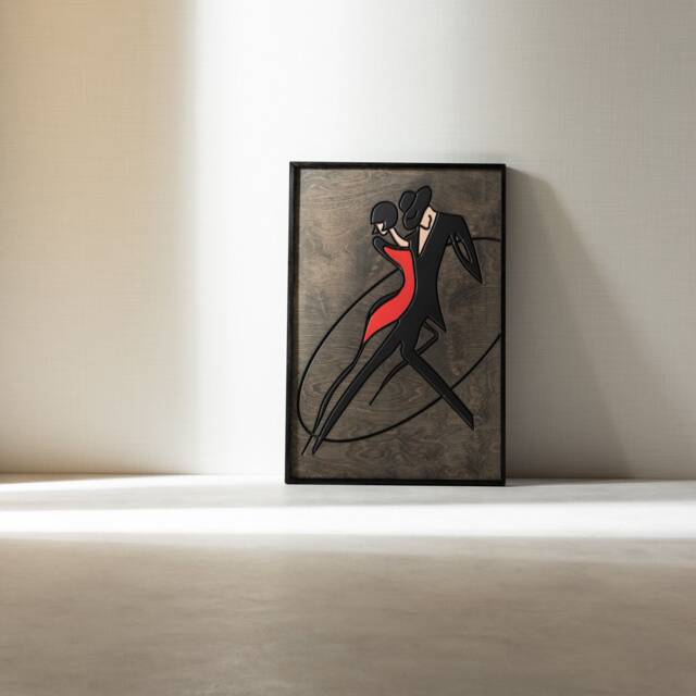 Tango Wooden Wall Art, Painting, Regalo Wood Rojo Vertical Decor, Hanging, Housewarming Gift, Birthday, Free Shipping - image 1
