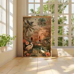 Tropical Heron Poster, Exotic Botanical Wall Art Print in Detailed Illustration Style - thumbnail 4