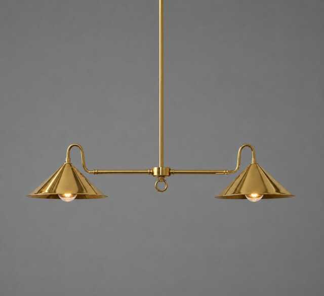 Mid Century Modern Chandelier Brass Kitchen Island Lighting, Ceiling Light, Dining Room Pendant, Linear Globe Luxury Home Decor - image 1