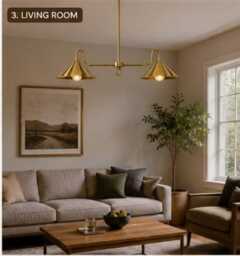 Mid Century Modern Chandelier Brass Kitchen Island Lighting, Ceiling Light, Dining Room Pendant, Linear Globe Luxury Home Decor