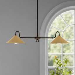 Mid Century Modern Chandelier Brass Kitchen Island Lighting, Ceiling Light, Dining Room Pendant, Linear Globe Luxury Home Decor - thumbnail 2