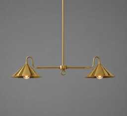 Mid Century Modern Chandelier Brass Kitchen Island Lighting, Ceiling Light, Dining Room Pendant, Linear Globe Luxury Home Decor - thumbnail 1