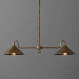 Mid Century Modern Chandelier Brass Kitchen Island Lighting, Ceiling Light, Dining Room Pendant, Linear Globe Luxury Home Decor - thumbnail 3