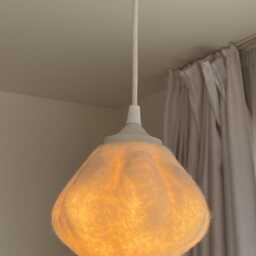 Handmade Organic Lamp Shade Seed Shape - Natural Wool White Felt Warm Ambient Lighting For Bedroom, Nursery, Scandinavian Decor - thumbnail 2
