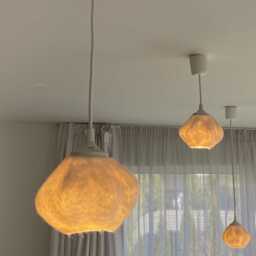 Handmade Organic Lamp Shade Seed Shape - Natural Wool White Felt Warm Ambient Lighting For Bedroom, Nursery, Scandinavian Decor - thumbnail 3